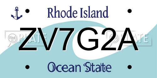 ZV7G2A Rhode Island License Plate