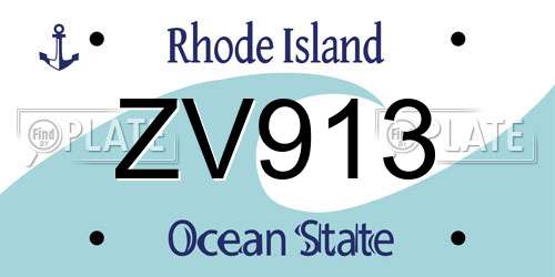 ZV913 Rhode Island License Plate