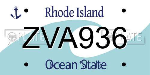 ZVA936 Rhode Island License Plate