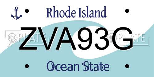 ZVA93G Rhode Island License Plate