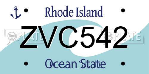 ZVC542 Rhode Island License Plate
