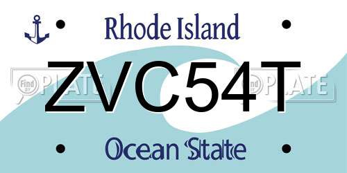 ZVC54T Rhode Island License Plate