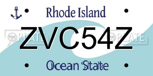 ZVC54Z Rhode Island License Plate
