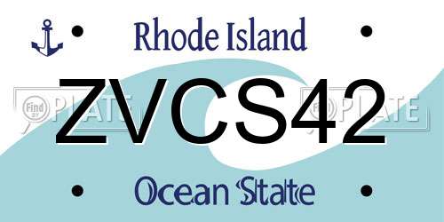 ZVCS42 Rhode Island License Plate
