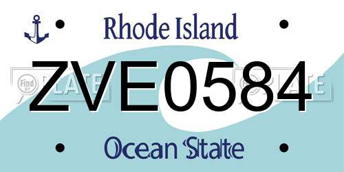 ZVE0584 Rhode Island License Plate