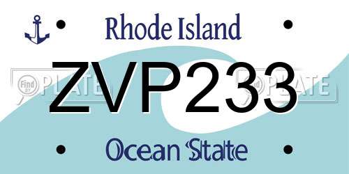 ZVP233 Rhode Island License Plate