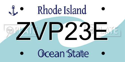 ZVP23E Rhode Island License Plate