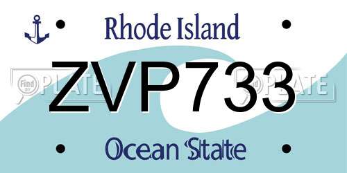 ZVP733 Rhode Island License Plate