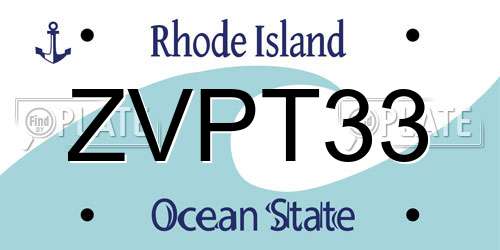 ZVPT33 Rhode Island License Plate