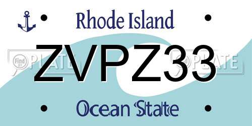 ZVPZ33 Rhode Island License Plate
