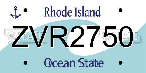 ZVR2750 Rhode Island License Plate