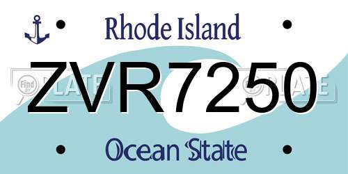 ZVR7250 Rhode Island License Plate