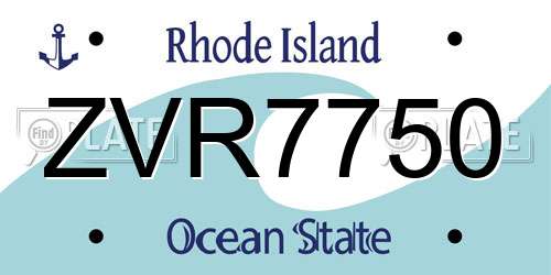ZVR7750 Rhode Island License Plate