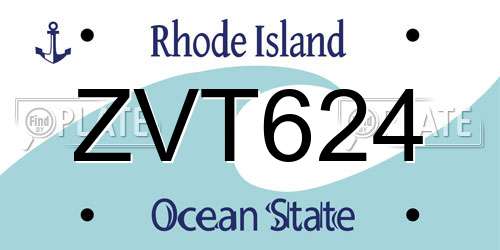 ZVT624 Rhode Island License Plate