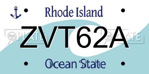 ZVT62A Rhode Island License Plate