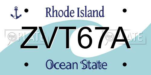 ZVT67A Rhode Island License Plate