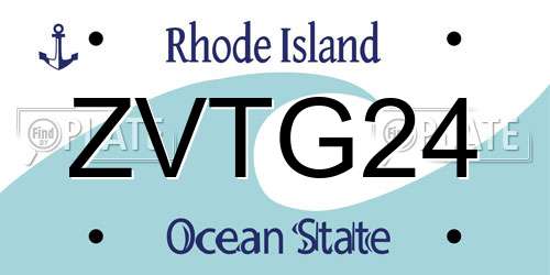 ZVTG24 Rhode Island License Plate