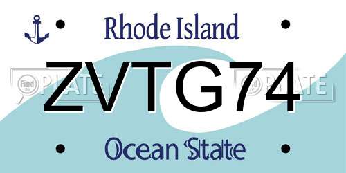 ZVTG74 Rhode Island License Plate