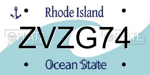 ZVZG74 Rhode Island License Plate