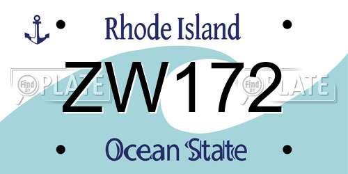 ZW172 Rhode Island License Plate