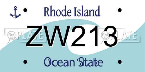 ZW213 Rhode Island License Plate