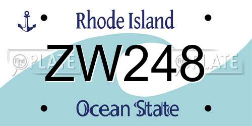 ZW248 Rhode Island License Plate
