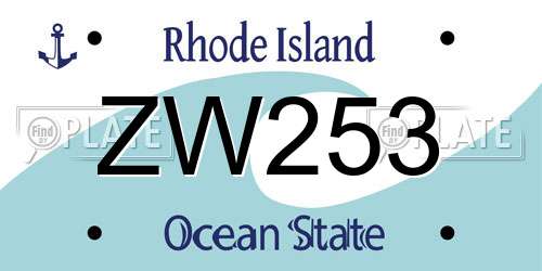 ZW253 Rhode Island License Plate