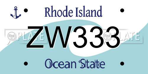 ZW333 Rhode Island License Plate