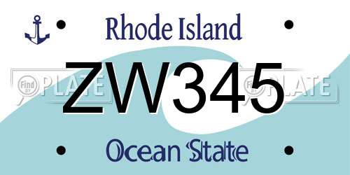 ZW345 Rhode Island License Plate
