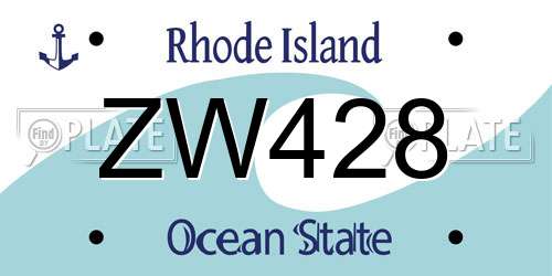 ZW428 Rhode Island License Plate