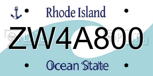ZW4A800 Rhode Island License Plate