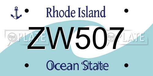 ZW507 Rhode Island License Plate