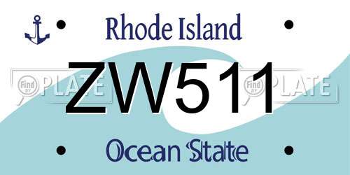 ZW511 Rhode Island License Plate