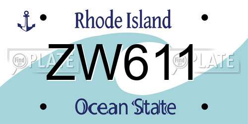ZW611 Rhode Island License Plate