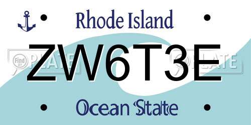 ZW6T3E Rhode Island License Plate