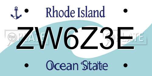 ZW6Z3E Rhode Island License Plate