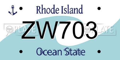 ZW703 Rhode Island License Plate