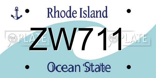 ZW711 Rhode Island License Plate