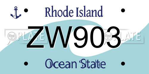 ZW903 Rhode Island License Plate