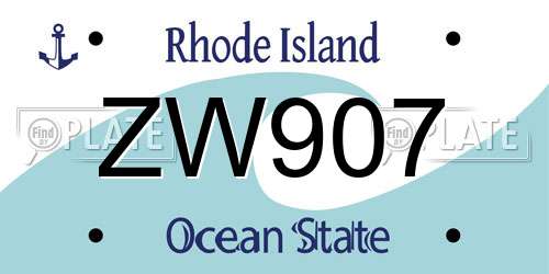 ZW907 Rhode Island License Plate