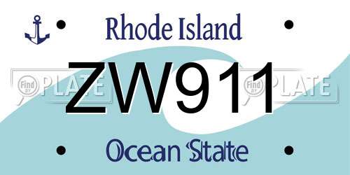 ZW911 Rhode Island License Plate
