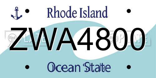 ZWA4800 Rhode Island License Plate