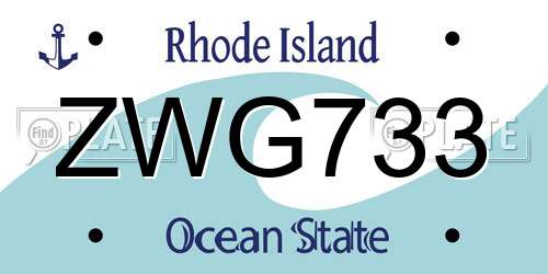 ZWG733 Rhode Island License Plate