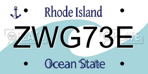 ZWG73E Rhode Island License Plate