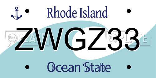 ZWGZ33 Rhode Island License Plate