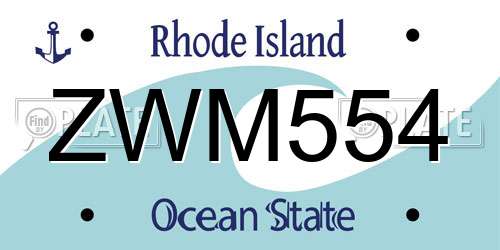 ZWM554 Rhode Island License Plate