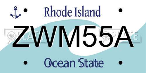 ZWM55A Rhode Island License Plate