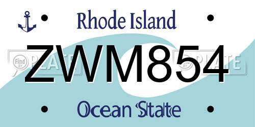 ZWM854 Rhode Island License Plate