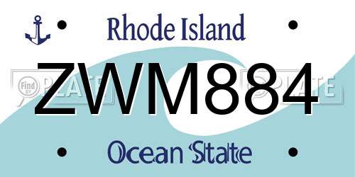 ZWM884 Rhode Island License Plate