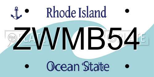 ZWMB54 Rhode Island License Plate
